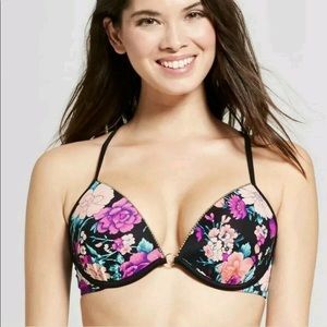 Shade & Shore Bikini Top Black Floral 38C